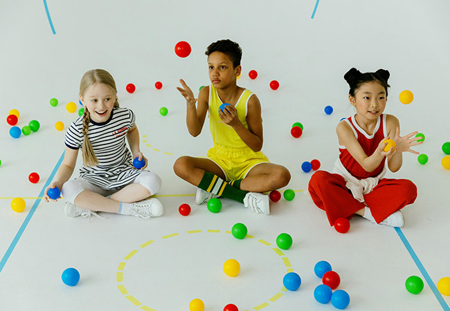 Kids playing at summer camp.